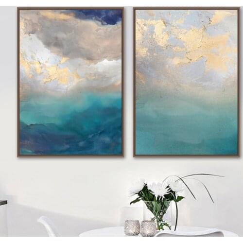 Modern Paintings Abstract Blue Marble Wall Art Canvas Painting Nordic Posters And Prints Wall pictures For Living Room Decor
