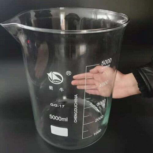 1pcs/5000ml Low Form Beaker Chemistry Lab G3.3 Borosilicate Glass Heavy Wall