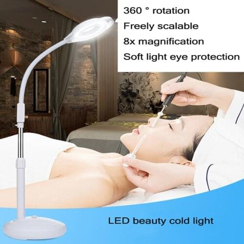 Magnifying Glass Beauty Salon LED Cold Light Lamp Tattoo Lamp Beauty Lamp Manicure Eyelash Shadowless Floor Lamp