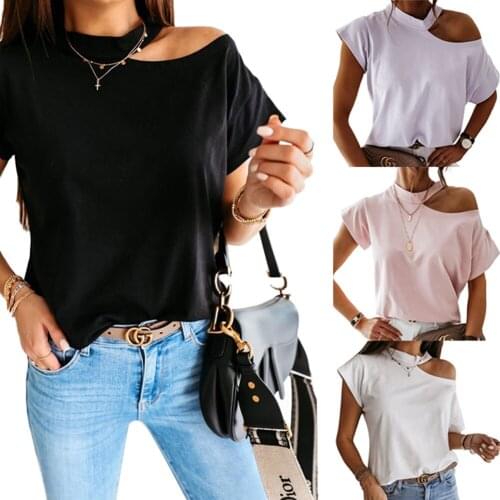 2020 New Women T-Shirts Simple Solid Color Top Tee Ladies Short Sleeve Fashion Casual T-Shirts Summer Clothes Plus Size XXL