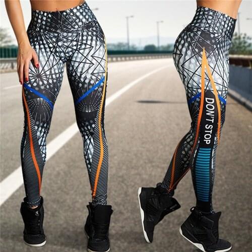 Women Yoga Pants Elastic Gym Fitness Sport Printed Leggings Tights Running Workout Sportswear Girl Training Trousers