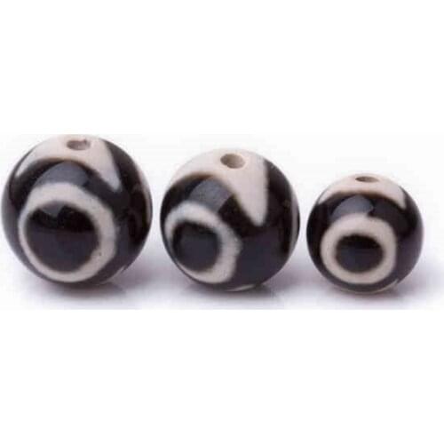 TSB0439 Tibetan Black White Three Eyes Dzi Beads 8mm 10mm 12mm Stone Bead 50beads lot