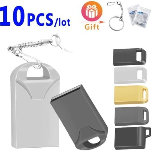 10pcs/lot Mini USB flash Drive 128GB 64GB 32GB 8GB Metal Pen Drive Pendrive 128 64 32 16 8 GB Flash Memory Cle USB Stic