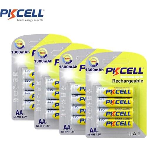 16Pcs/4PACK PKCELL 1300mAh AA Batteries 1.2V NIMH 2A Ni-MH AA Rechargeable Battery Bateria Baterias for remote control