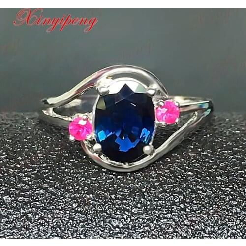 18 k white gold with 100% natural sapphire ring female 1.5carat Luxury and generous Blue and green