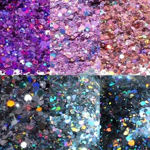 18oz 500g Super Chunky Glitter Bulk for Nail/body/eyeshadow/eyes Loose Holographic Mermaid Glitter Mixes #TR025-11