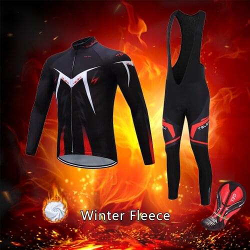 2021 Winter Cycling Jersey Set Men Thermal Fleece Road Bike Clothing BIB Gel Trousers Male Dress Bicycle Clothes MTB Suits Kit