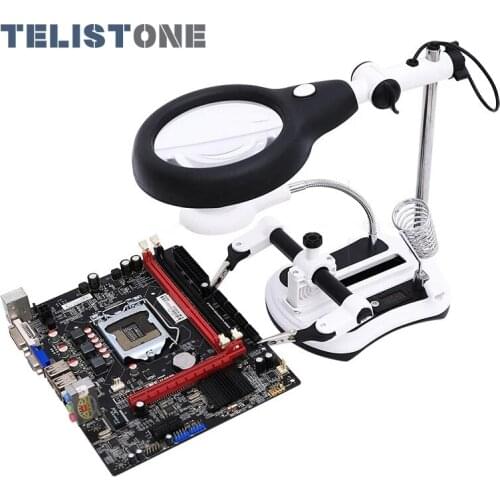 3 In 1 Welding Magnifying Glass LED Auxiliary Clip Magnifying Glass Manual Welding Soldering Iron Fixed Stand Fixed Repair Tool