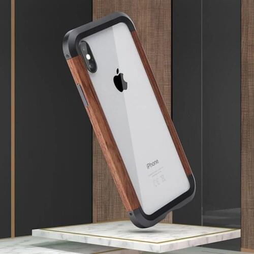 Aluminum Metal Wood Bumper Case For iPhone 13 12 mini 11 Pro Max XS Max XR X 8 7 SE Case Cover Iron Man Armor Phone Shell Bag