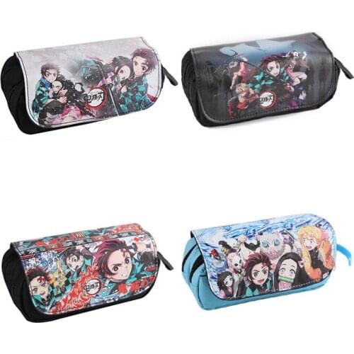 Anime Demon Slayer: Kimetsu no Yaiba Cosplay Pencil Case Cartoon Cosmetic Make Up Bag Stationery Bag Gift