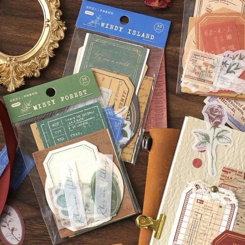 Antique label ticket Mix Material Paper Junk Journal Planner Craft Paper Scrapbooking Vintage Decorative DIY Craft Photo Albums
