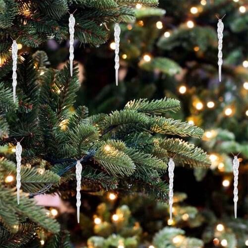 Behogar 10pcs Twisted Simulation Icicle Christmas Tree Hanging Ornament Props for Xmas Winter Frozen Holiday Party Decorations