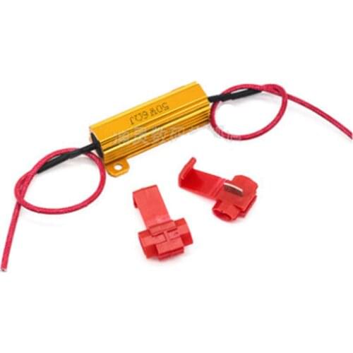 Free shipping 5PCS Auto Lamp LED Decoder LED Wire for resistor Decoding 50W 6R Aluminum Alloy