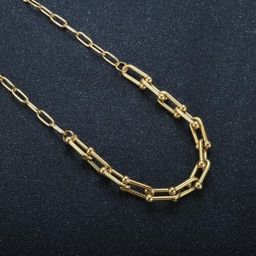 Fashion Luxury U Shaped Horseshoe Buckle Thick Chain Choker Necklace For Women High Quality Hip Hop Chain Necklace Brand Jewelry