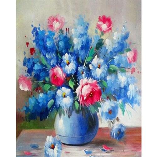 DIY Digital Painting By Numbers Package blue vase the orchid oil painting mural Kits Coloring Wall Art Picture Gift frameless