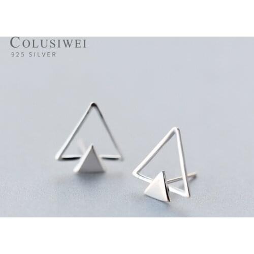 Colusiwei Genuine Sterling Silver 925 Geometric Triangle Sutd Earrings for Women 2020 Simple Line Smooth Surface Jewelry