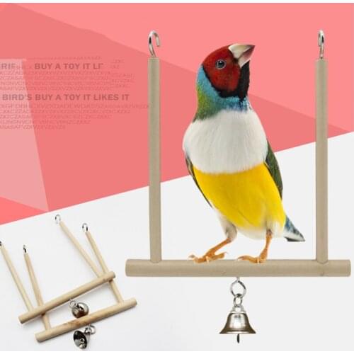 Bird Swing Wooden Toy Parrot Perch Cart Playstand with Chewing Beads Cage Sleeping Cart Play Toys for Birds