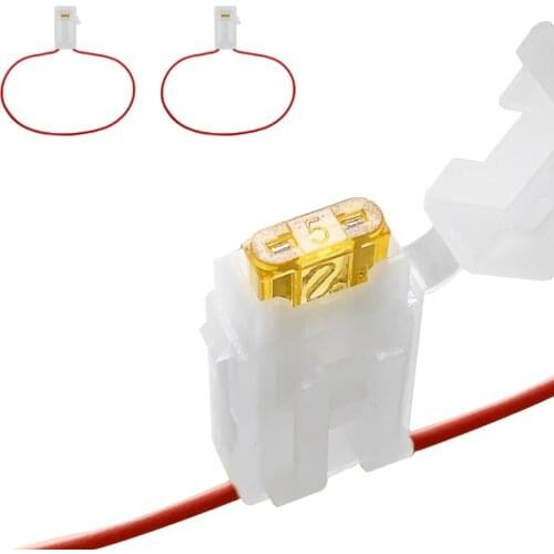 YUNPICAR 2 Pack Mini Blade Fuse Holder 16 Gauge Waterproof Pigtail Inline Fuse Holder with 5A ATM Fuses