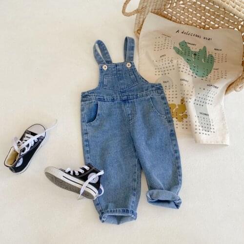 80-130cm Height New 2021 Spring Autumn Baby Boys Denim Overall Fashion Style Kids Overalls Children Pants Jumpsuit Trousers