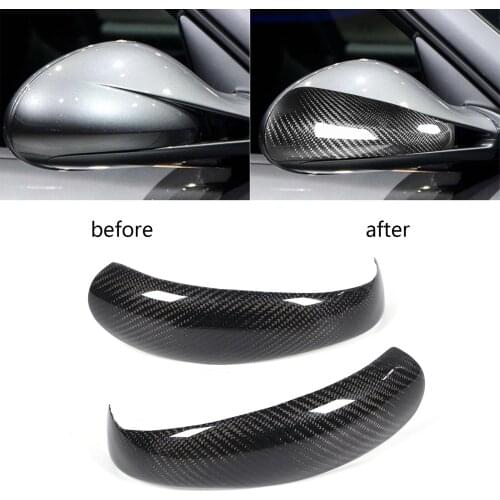 2pcs Rearview Mirror Cover Add-On Carbon Fiber Cap Fit for Porsche Boxster/Cayman 997 911 987