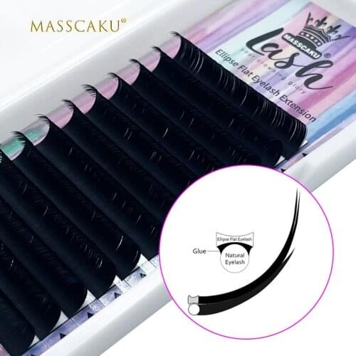 MASSCAKU sell 12rows/cases handmade high quality flat eyelash extension flat eyelash tray matte flat lash tray wholesale vendors