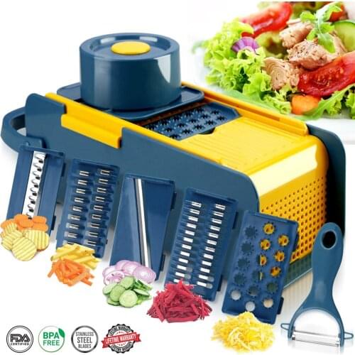 Multifunctional 6 In 1 Vegetable Slicer Fruit Potato Peeler Carrot Grater With Basket Zester Cutter Kitchen Accessories Tool Set