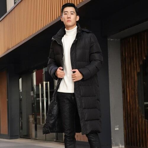 Fashion Mens Down Jacket Hooded Men Clothes 2020 Streetwear Thick Warm Long Duck Down Coat Doudoune Homme Hiver LW1407