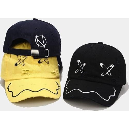 Adjustable Baseball Cap Korean Mens Pin Hole Hat Tide Black Gorras Fashion Anti-sun Hip Hop Snapback Caps Visor Caps Hat