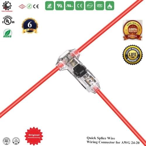 Low Voltage Wire splice connectors,Quick Solderless T Tap Connector 1 Pin,for 24-20 AWG CableVehicle/audio/Lighting/ Automotive