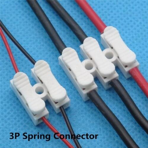 50 x 3p Spring led connector wire with no welding no screws cable clamp Terminal Block 3 Way Easy Fit for led strip
