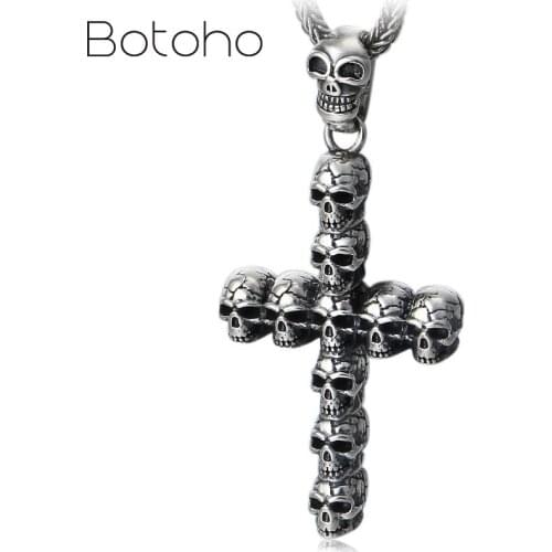 925 sterling Silver cross skull charm tag pendant Mens jewelry (without chain) Thai Silver women jewelry Halloween gift