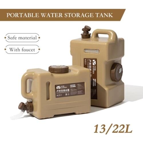 Glamping Portable Bucket 13/22L Car Large Capacity Water Storage Tank Faucet Outdoor Tea Bear Barrel Cask Container Fishing Gear