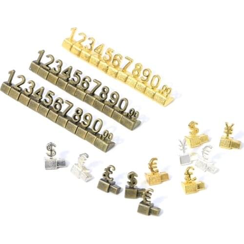 Luxury Metallic Price Cube Refills Assembly Jewelry Combined Tag 3d Numeral Blocks Watch Eyeglasses Showcase Display Digit Sign