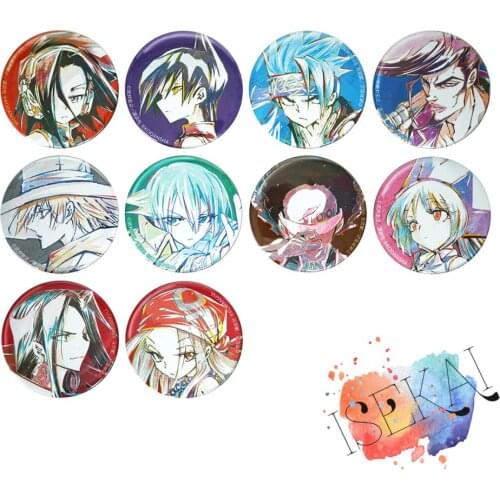 Shaman King Anime Badge Yoh Asakura Wooden Sword Hao Asakura Anna Kyoyama Horohoro Chocolove McDonell Metal Badge Brooch Pins