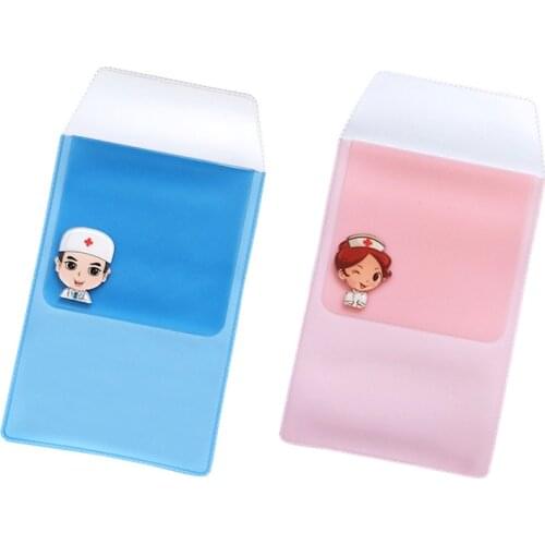 Cute Cartoon PVC Pocket Protector Leak-Proof Pen Pouch Doctors Nurses Pen Organizer Bag Office Hospital School Supplies