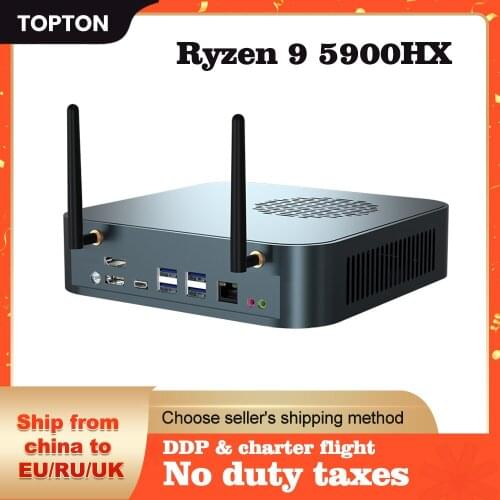 TOPTON NUC MiniPC 7nm AMD Ryzen7 4800H Ry5 4600H TPM2.0 Windows 11 10 Pro 3x4K HD Display Desktop Gaming Computer AX WiFi6