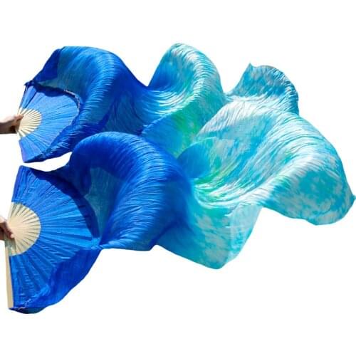 Fan Veils Belly Dance Belly Dance Fan 1 Pair 100% Real Silk/Imitation Silk Handmade Dyed Silk Dance Veils High Quality Silk Fans