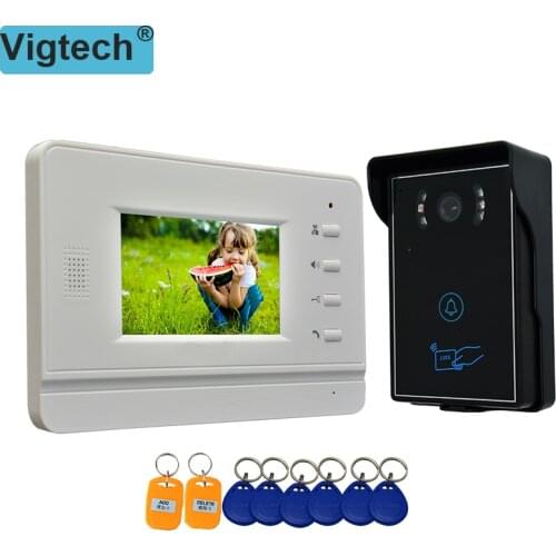 Vigtech Home 4.3`` LCD Video Door Phone Intercom System Kit 700TVL RFID Waterproof IR Night Vision Camera Access Control Device