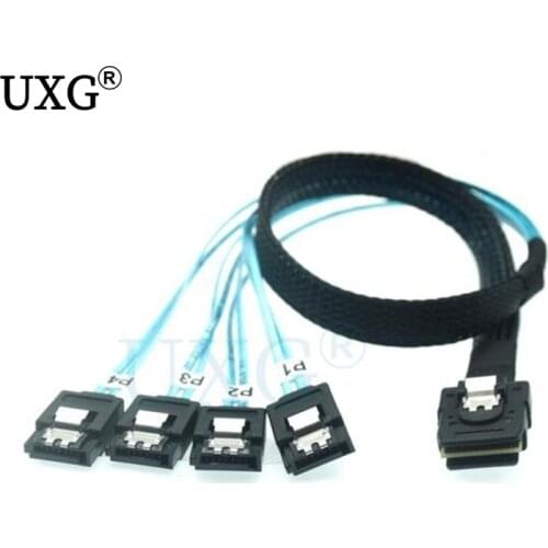 Internal Mini SAS SFF-8087 36-Pin to 4 SATA 7-Pin Forward Breakout Cable 12Gbps 0.5M 1M Hard Drive Data Splitteer Cable Cord