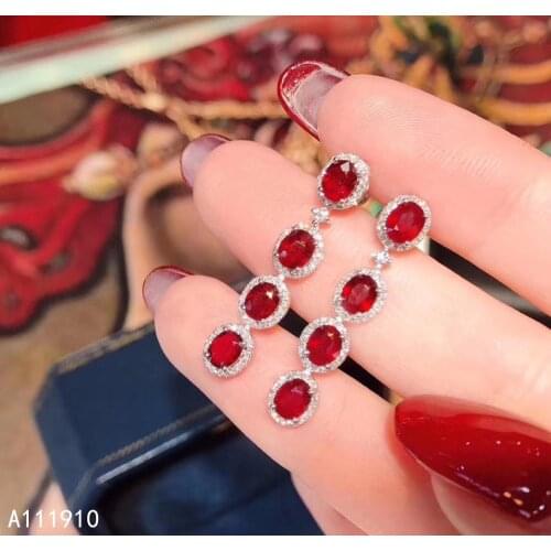 KJJEAXCMY fine jewelry 925 sterling silver inlaid Natural ruby Womens earrings popular support detection trendy
