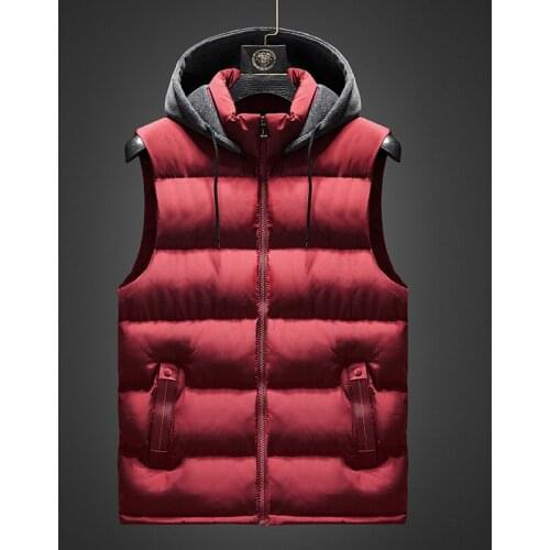 Hooded Vests Autumn Men Sleeveless Jacket Men Fashion Vest Hat Hooded Warm Vest Winter Waistcoat Men Casual Windbreaker 5XL