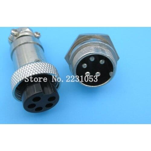2 Sets/Lot GX16 5 Pins Male & Female Diameter 16mm Wire Panel Connector GX16-5 Circular Connector Aviation Socket Plug