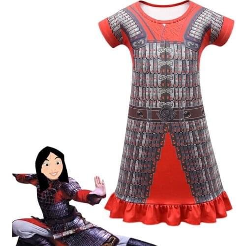 2020 Kids Dresses for Girls Halloween Costumes Anime Mulan Cosplay Princess Dress Short Sleeve Soft Nightdress Pajamas Homewear