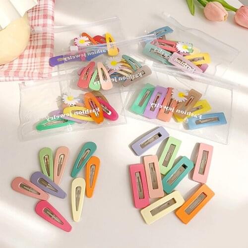 8/10pcs/set Colorful BB Clips Candy Color Sweet Geometric Hair Clips Baby Girls Hair Ornament Hairpin Barrette Hair Accessories