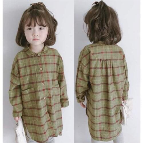 Girls Babys Kids Blouse Jacket Outwear 2021 Green Spring Autumn Top Cardigan Ruffles Rural Cotton Princess Childrens Clothing