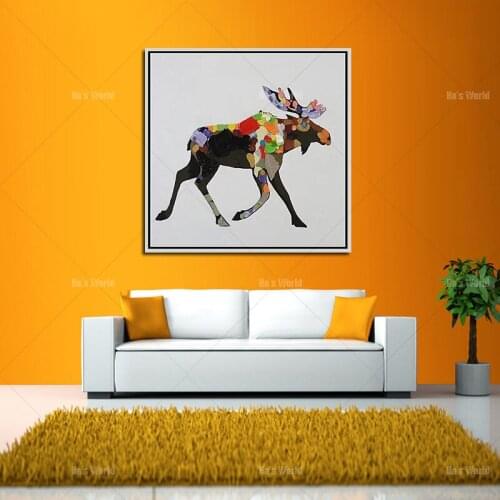 Large oil painting Hand Painted Canvas colourful dull animal Oil Painting cow Picture For living room kids room chrismas gift