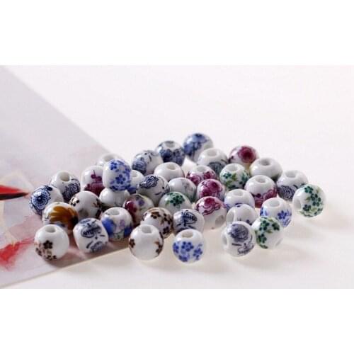 Mixed Color 50 PCS 8mm 10mm 12mm Ceramic Beads DIY Round Porcelain Spacer Beads For Jewelry Making