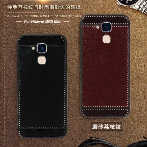 Coque for Huawei GR5 Mini Case leather 5.2 inch Soft Black silicone Classic litchi stripes Cover for Huawei GR5 Mini Case Luruxy