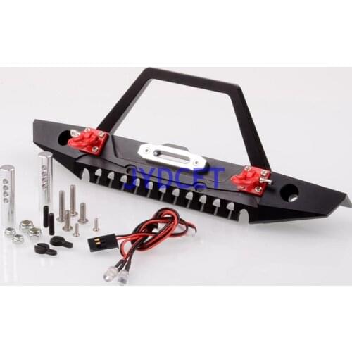 CNC RC 1/10 AXIAL SCX10 Crawler Metal Front Bumper Spare Tire Carrier LED