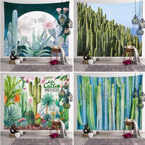 Boho Decor Flowers Cactus Pattern Tapestry Wall Furniture Bedspreads Curtains Living Room Decoration Background Cloth Macrame